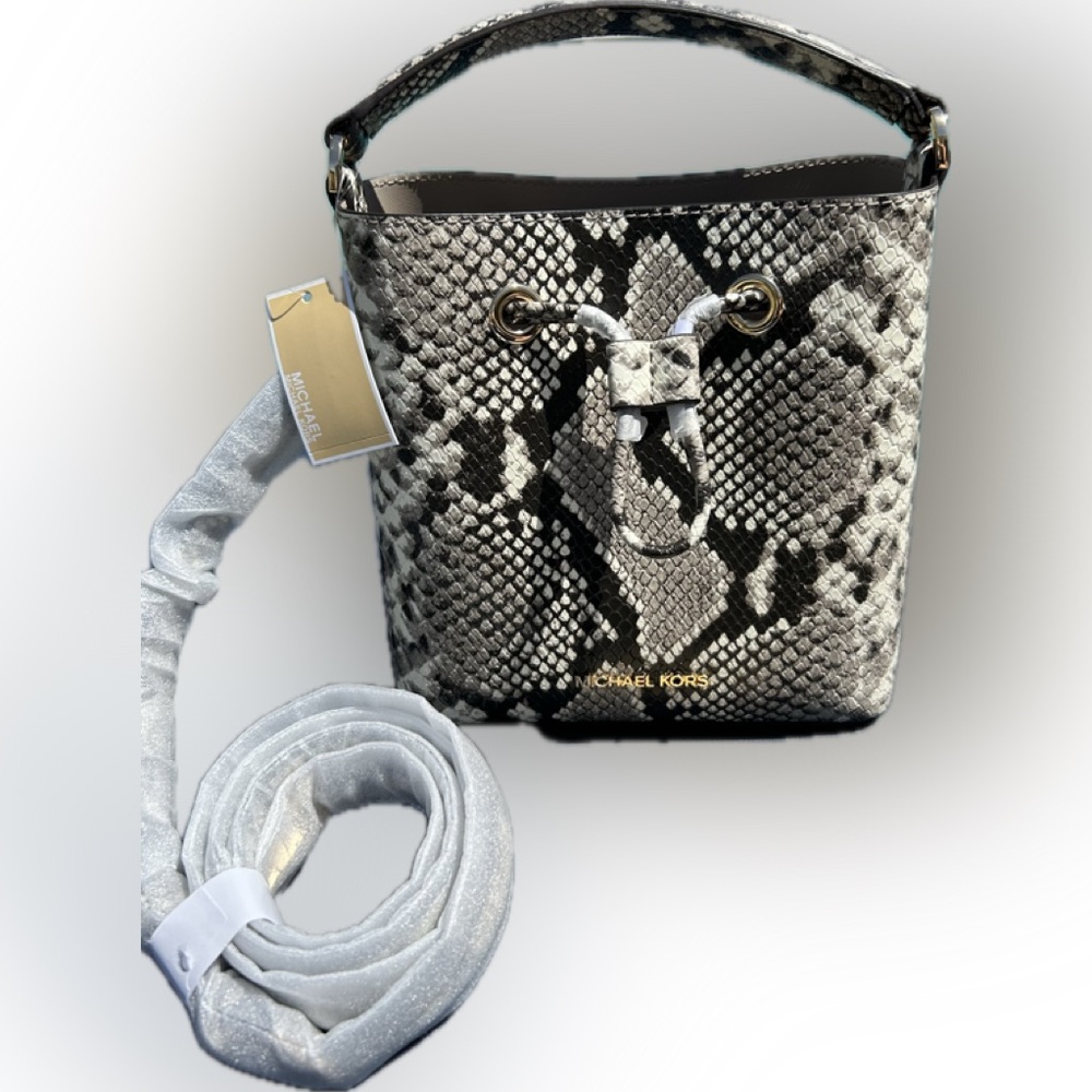 MICHAEL Michael Kors Monogramme Python Embossed Leather bucket/crossbody bag